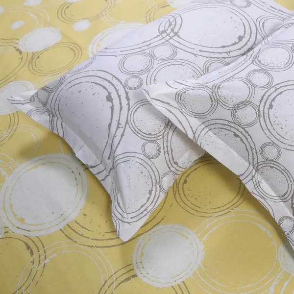 144_TC_Bedsheet_for_Single_Bed_with_1_Pillow_Cover_|_Sphere_|_Yellow_&_Off_White