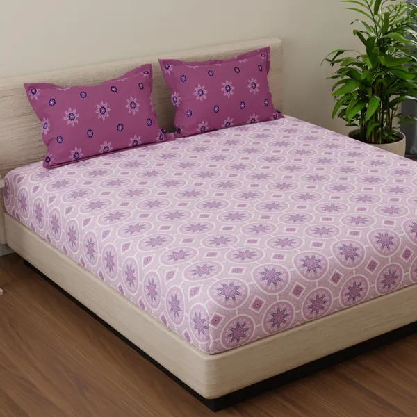 144_TC_Cotton_Bedsheets_for_Double_Bed_with_2_Pillow_Covers_|_Mandala_|_Pink_&_Magenta