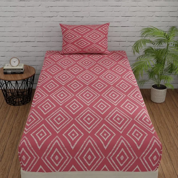 144_TC_Fitted_Single_Bedsheet_Cotton_with_1_Pillow_Cover_|_3ft_x_6.5ft_|_Peach_Pink