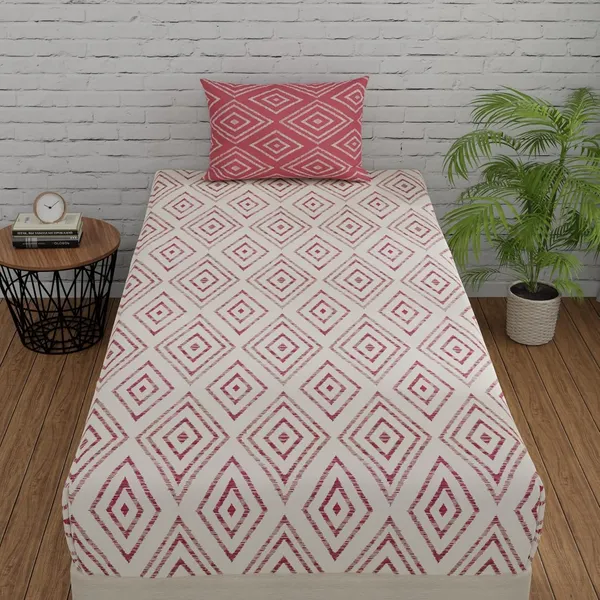 144_TC_Fitted_Cotton_Bedsheet_Single_Bed_with_1_Pillow_Cover_|_36x78_inches_|_White_&_Peach_Pink