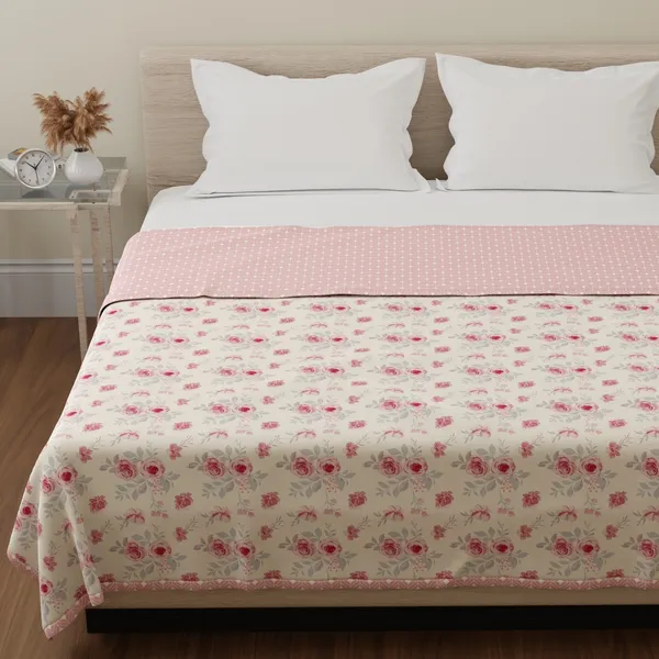 Cotton_Reversible_Single_Dohar,_Lightweight_AC_Blanket_for_All_Weather_Use_|_Floral_Medley_-_Ivory_&_Pink