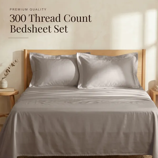 300_TC_Premium_Cotton_Sateen_Weave_Double_Bedsheet_Set_with_2_Pillow_Covers_|_Perfect_Greige_|88_x_100Inches