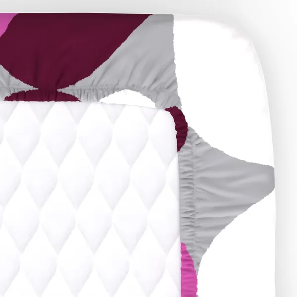 144_TC_Fitted_Single_Bedsheet_Cotton_with_1_Pillow_Cover_|_Mahogany,_Grey_&_White_|_Bubble_Drop_|_3ft_x_6.5ft