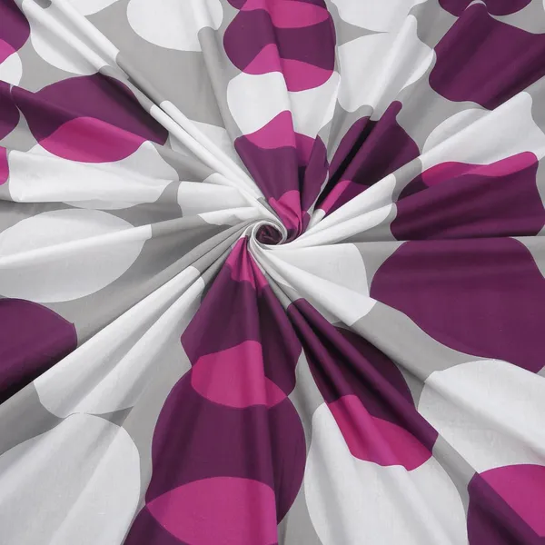 144_TC_Fitted_Single_Bedsheet_Cotton_with_1_Pillow_Cover_|_Mahogany,_Grey_&_White_|_Bubble_Drop_|_3ft_x_6.5ft