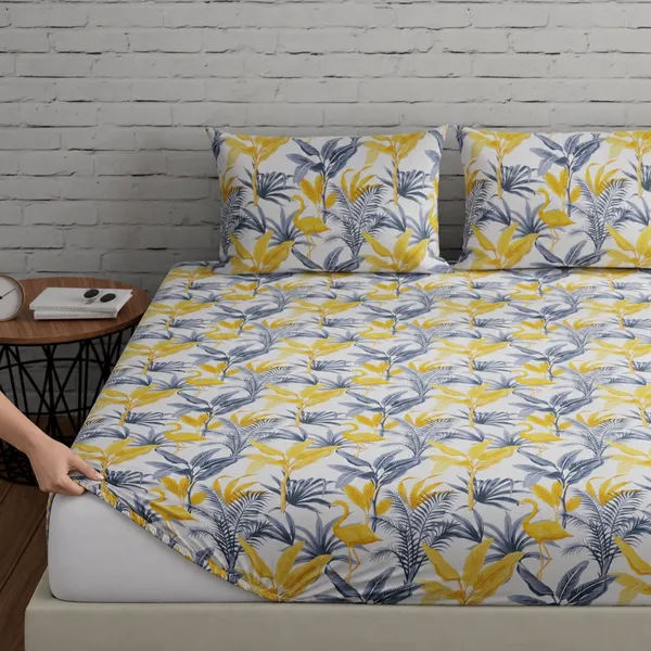 144_TC_Double_Size_Cotton_Elastic_Fitted_Bedsheets_with_2_Pillow_Covers_|_60_x_78_inches