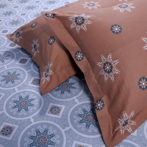 144_TC_Single_Bedsheet_Cotton_with_1_Pillow_Cover_|_Mandala_|_Brown_&_Grey