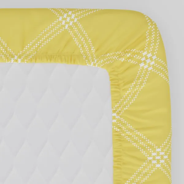 210_TC_Cotton_Elastic_Fitted_Bedsheets_King_Size_with_2_Pillow_Covers_|_72x78_inches_|_Yellow_&_White