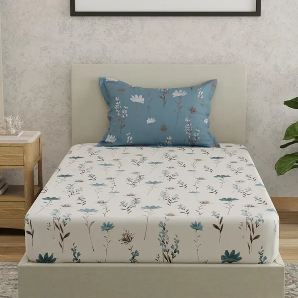 144_TC_Cotton_Elastic_Fitted_Bedsheet_for_Single_Bed_with_1_Pillow_Cover_|_36_x_78_inches_|_White,_Blue_&_Grey