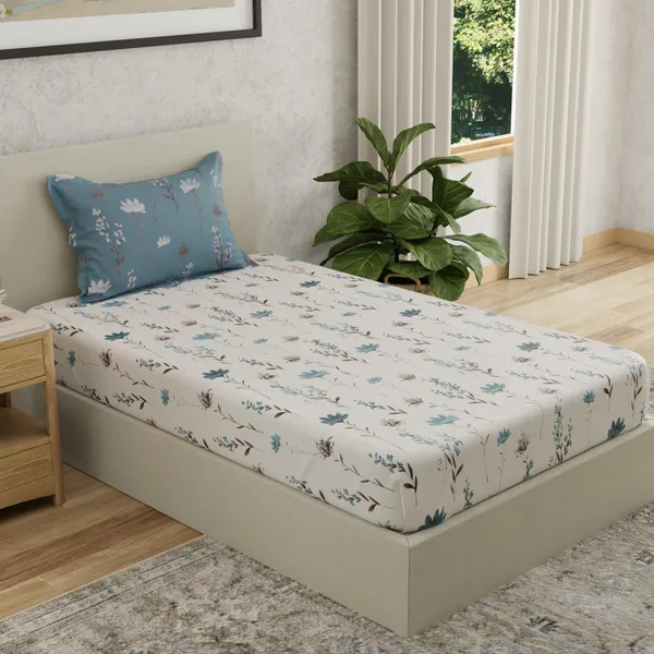 144_TC_Cotton_Elastic_Fitted_Bedsheet_for_Single_Bed_with_1_Pillow_Cover_|_36_x_78_inches_|_White,_Blue_&_Grey