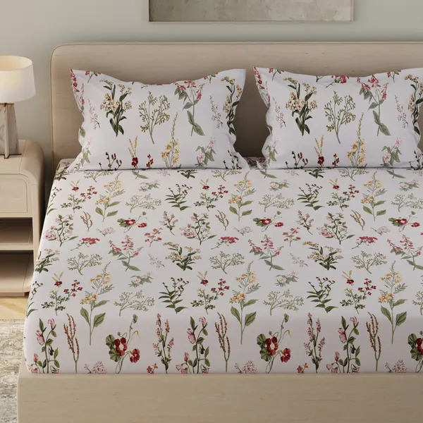 210_TC_Cotton_Bedsheet_King_Size_Bed_with_2_Pillow_Covers_|_108x108_inches_|_White,_Yellow_and_Pink