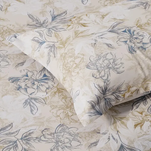 144_TC_Double_Bedsheet_Cotton_with_2_Pillow_Covers_|_Beige,_White_&_Grey