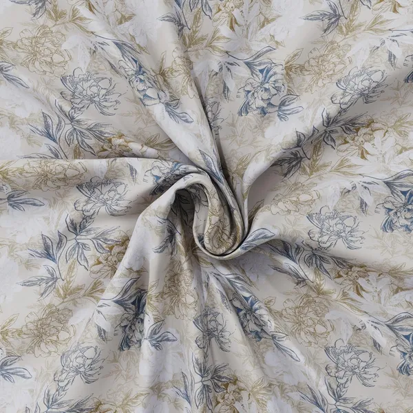 144_TC_Double_Bedsheet_Cotton_with_2_Pillow_Covers_|_Beige,_White_&_Grey