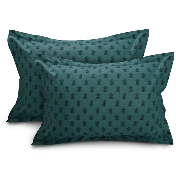 144_TC_Double_Bedsheet_Cotton_with_2_Pillow_Covers_|_Black,_White_&_Jungle_Green