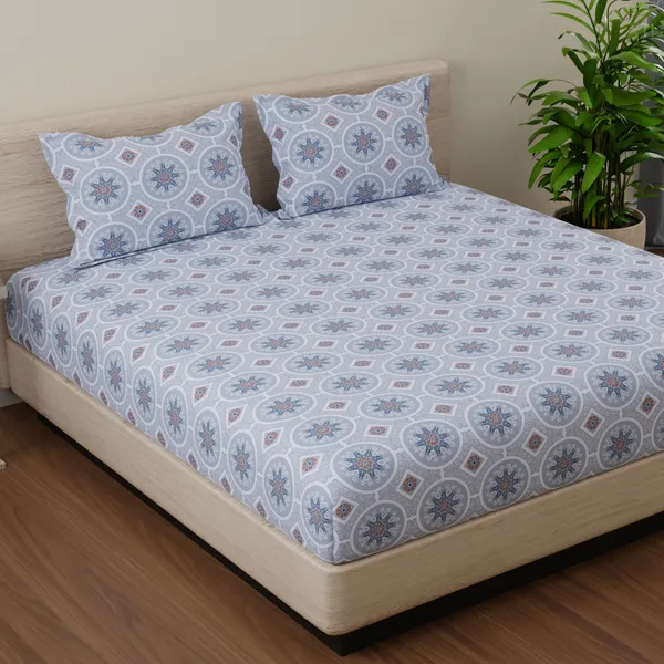 144_TC_Double_Bedsheet_Cotton_with_2_Pillow_Covers_|_Brown_&_Grey_|_Mandala
