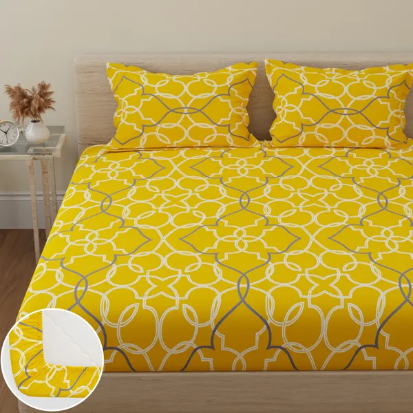 144_TC_Cotton_Elastic_Fitted_Bedsheet_King_Size_with_2_Pillow_Covers_|_72_x_78_inches