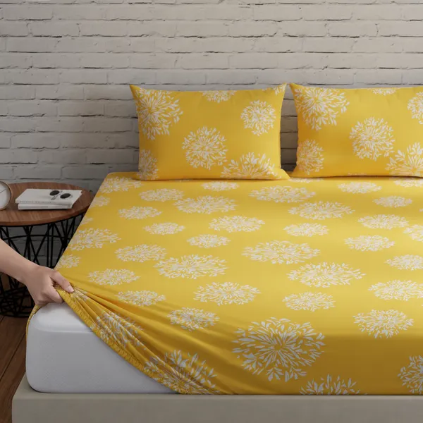 144_TC_Cotton_Elastic_Fitted_Bedsheets_King_Size_with_2_Pillow_Covers_|_72_x_78_inches_|_Yellow