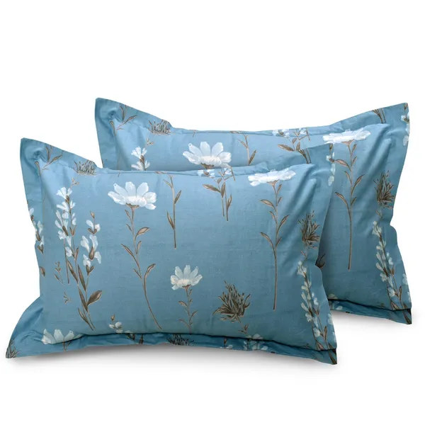 144_TC_Cotton_Elastic_Fitted_Bedsheets_Double_Size_with_2_Pillow_Covers_|_60_x_78_inches_|_Blue,_White_&_Grey