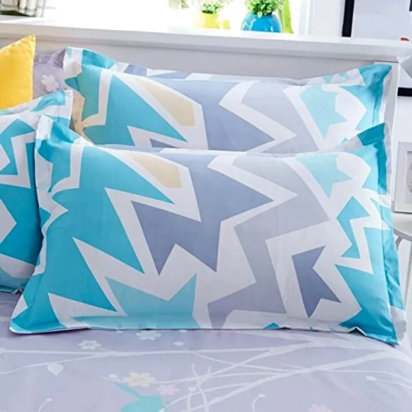 144_TC_Cotton_Bedsheet_for_Double_Bed_with_2_Pillow_Covers_-_Blue_&_Grey