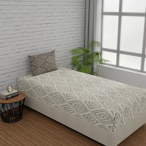 144_TC_Fitted_Cotton_Bedsheet_Single_Bed_with_1_Pillow_Cover_|_36x78_inches_|_White_&_Taupe