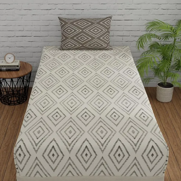 144_TC_Fitted_Cotton_Bedsheet_Single_Bed_with_1_Pillow_Cover_|_36x78_inches_|_White_&_Taupe