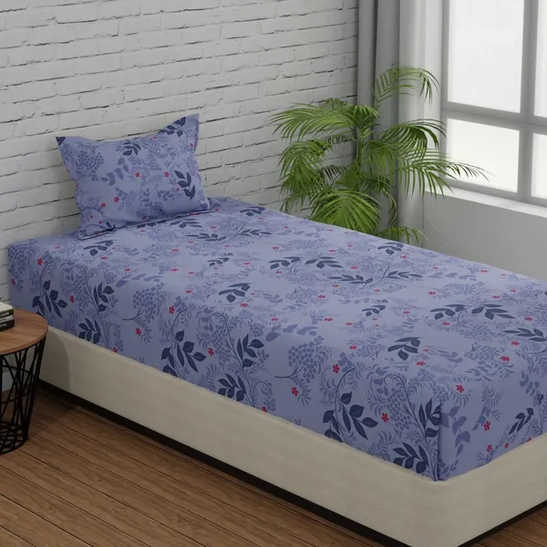 144_TC_Bedsheet_for_Single_Bed_with_1_Pillow_Cover_|_Light_Purple,_Blue_&_Grey_|_Botanical_Bliss