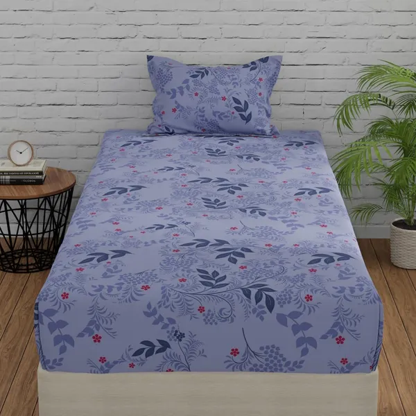 144_TC_Bedsheet_for_Single_Bed_with_1_Pillow_Cover_|_Light_Purple,_Blue_&_Grey_|_Botanical_Bliss