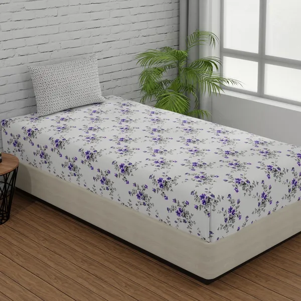 144_TC_Bed_sheet_for_Single_Set_Bed_with_Pillow_Cover_|_White,_Lavender_&_Grey