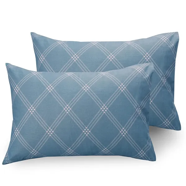 210_TC_Fitted_Cotton_Bedsheet_Single_Bed_with_1_Pillow_Cover_|_36x78_inches_|_Blue