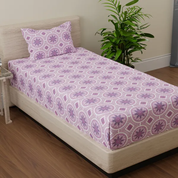144_TC_Cotton_Bedsheet_Single_Bed_with_1_Pillow_Cover_|_Pink_&_Magenta_|_Mandala