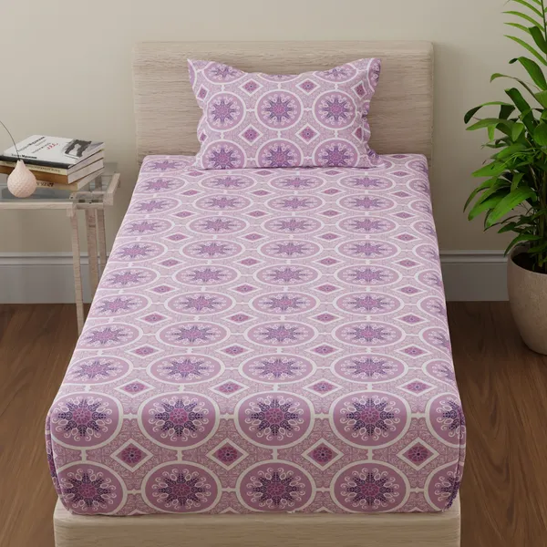 144_TC_Cotton_Bedsheet_Single_Bed_with_1_Pillow_Cover_|_Pink_&_Magenta_|_Mandala