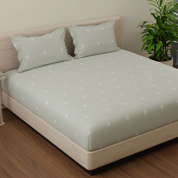 144_TC_Cotton_Elastic_Fitted_Bedsheet_King_Size_with_2_Pillow_Covers_|_72_x_78_inches