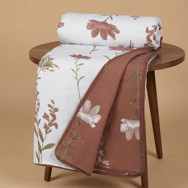 Cotton_Reversible_Single_Dohar,_Lightweight_AC_Blanket_for_All_Weather_Use_|_Floral_-_Rust_&_White