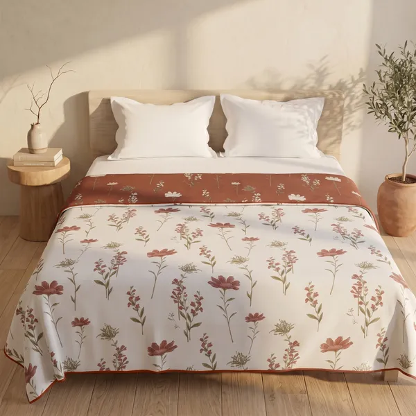 Cotton_Reversible_Single_Dohar,_Lightweight_AC_Blanket_for_All_Weather_Use_|_Floral_-_Rust_&_White
