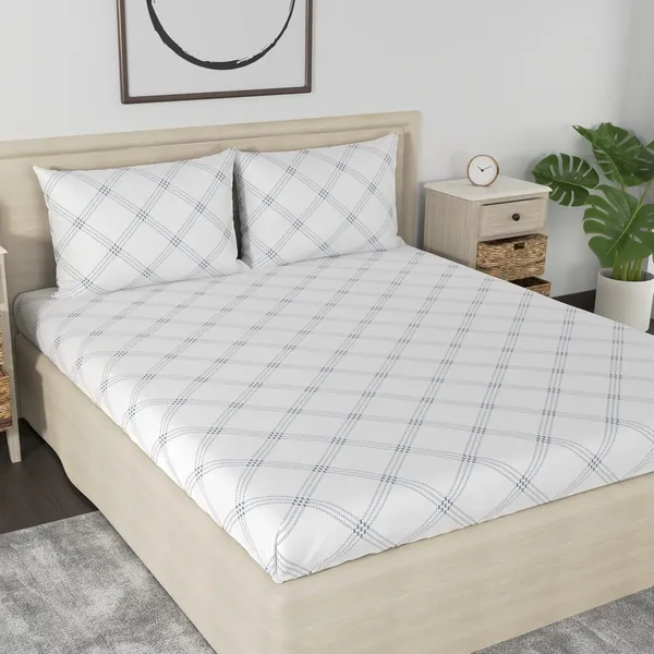 210_TC_Cotton_Fitted_Bedsheets_King_Size_with_2_Pillow_Covers_|_6ft_x_6.5ft_|_White_(Grey_Pattern)