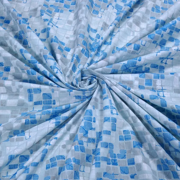 144_TC_King_Size_Bedsheet_Cotton_with_2_Pillow_Covers_|_Grid_|_Blue,_Grey_&_White_|_108_x_108_inches