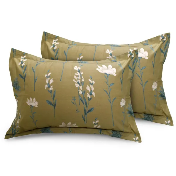 144_TC_Cotton_Elastic_Fitted_Bedsheets_King_Size_with_2_Pillow_Covers_|_72_x_78_inches_|_Olive_Green,_White_&_Grey