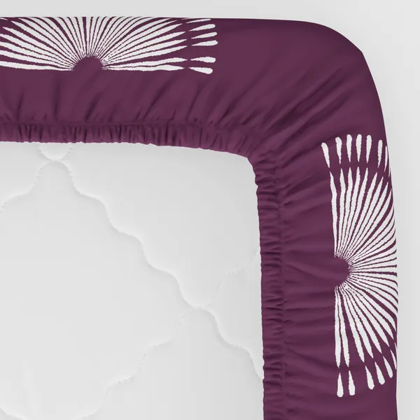 144_TC_Cotton_Fitted_Bed_sheets_for_King_Bed_with_2_Pillow_Covers_|_Sunrise_|_Grape_Purple_&_White
