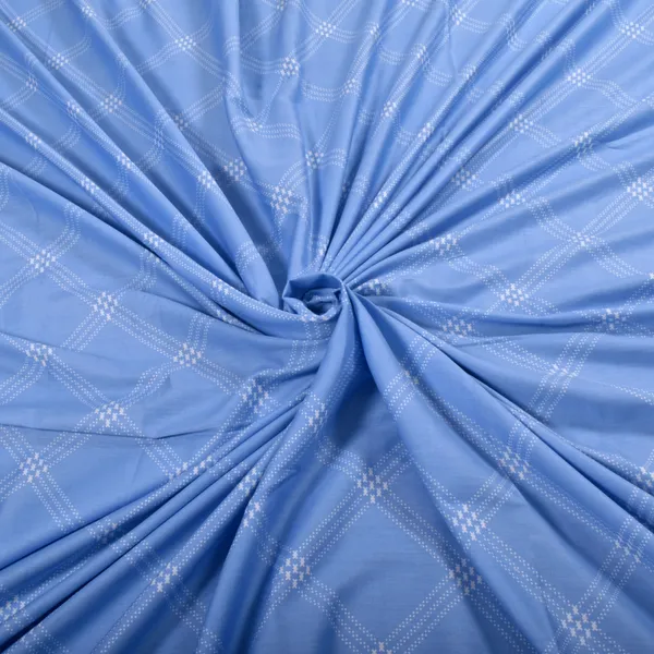 210_TC_Fitted_Cotton_Bedsheets_for_Double_Bed_with_2_Pillow_Covers_|_60x78_inches_|_Blue