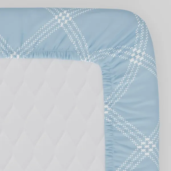 210_TC_Fitted_Cotton_Bedsheets_for_Double_Bed_with_2_Pillow_Covers_|_60x78_inches_|_Blue