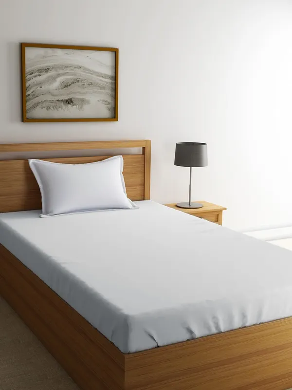 144_TC_Cotton_Single_Bedsheet_with_1_Pillow_Cover_-_White