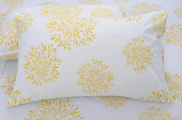 144_TC_Fitted_Bedsheet_for_Single_Bed_with_1_Pillow_Cover_|_36_x_78_inches_|_White_(Yellow_Print)