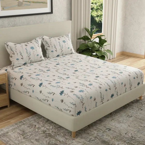 144_TC_Cotton_Elastic_Fitted_Bedsheets_King_Size_with_2_Pillow_Covers_|_72_x_78_inches_|_White_&_Blue