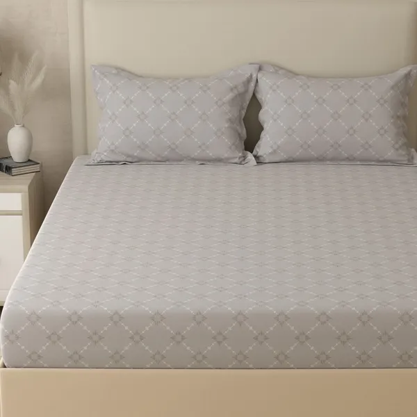 210_TC_Cotton_Bedsheet_King_Size_Bed_with_2_Pillow_Covers_|_108x108_inches_|_Space_Shift_|_Grey
