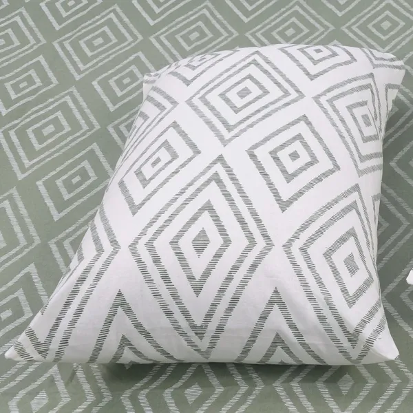 144_TC_Fitted_Cotton_Bedsheet_Single_Bed_with_1_Pillow_Cover_|_36x78_inches_|_Sage_Green_&_White