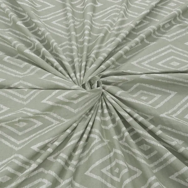 144_TC_Fitted_Cotton_Bedsheet_Single_Bed_with_1_Pillow_Cover_|_36x78_inches_|_Sage_Green_&_White