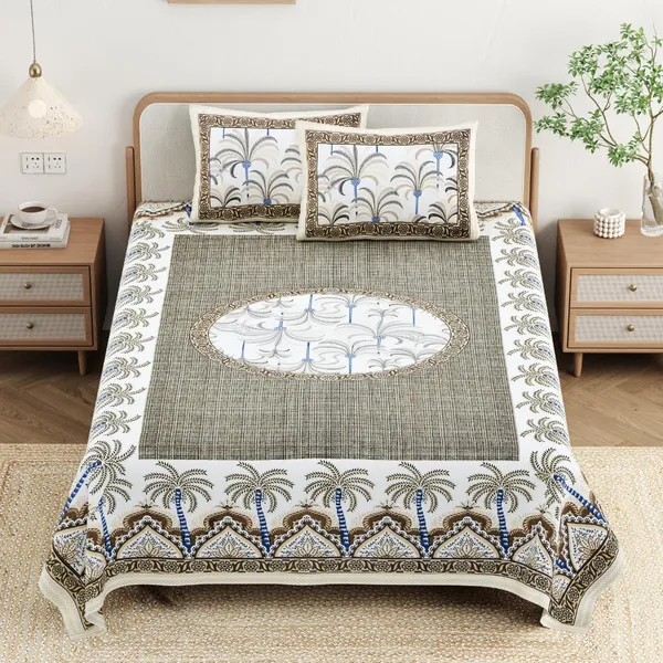 Cotton_Jaipuri_Diwan_Size__Bedsheet_With_2_Zipper_Pillow_Cover_(Size_70*100)