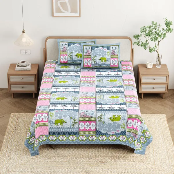 Cotton_Jaipuri_Diwan_Size__Bedsheet_With_2_Zipper_Pillow_Cover_(Size_70*100)