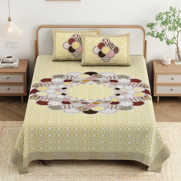 Cotton_Jaipuri_Diwan_Size__Bedsheet_With_2_Zipper_Pillow_Cover_(Size_70*100)