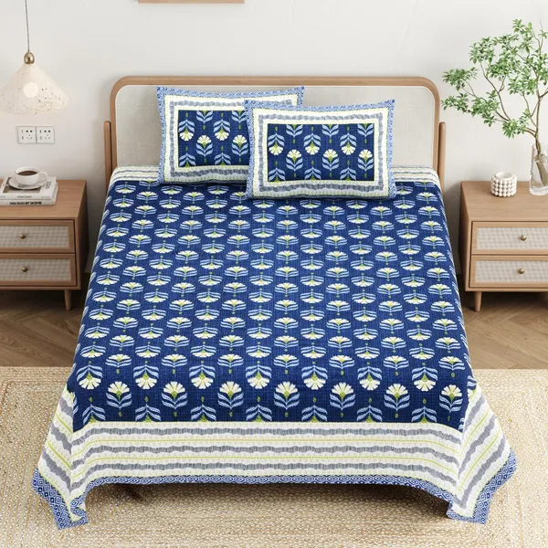 Cotton_Jaipuri_Diwan_Size__Bedsheet_With_2_Zipper_Pillow_Cover_(Size_70*100)