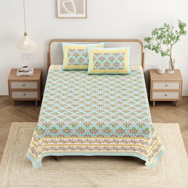 Cotton_Jaipuri_Diwan_Size__Bedsheet_With_2_Zipper_Pillow_Cover_(Size_70*100)